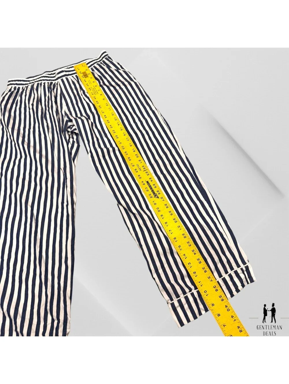 SAINTWOODS Saintwoods Pajama Pants in White Navy Blue Stripe 33 x 30  L